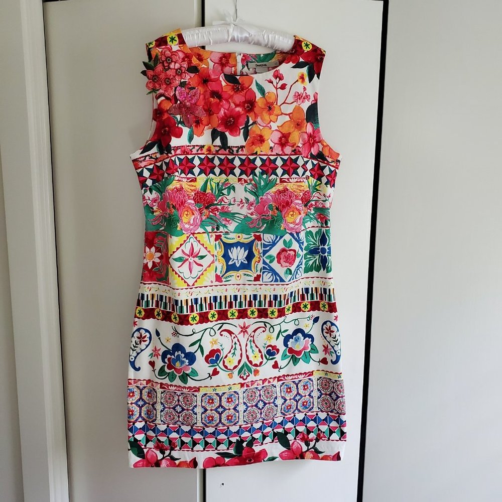 Desigual White Flower Dress EUC 42